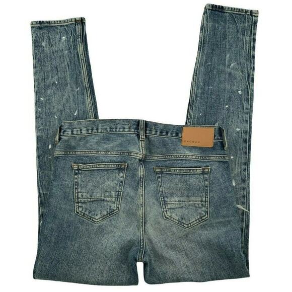PACSUN Jeans Men Size 30X30 Stacked Skinny Distressed Bleach Print Pockets Denim - Picture 4 of 12